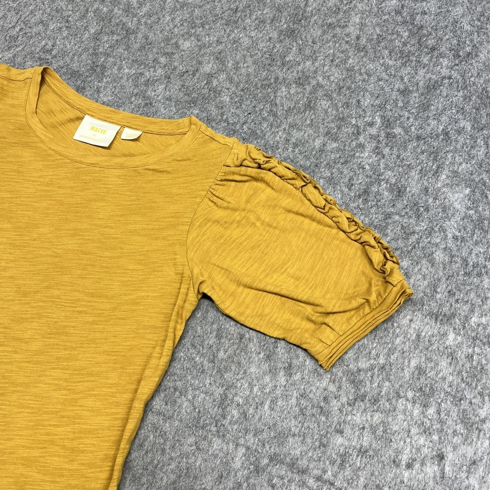 Maeve Shirt Womens XS Yellow Puff Sleeve Ruffle Tee Top Anthropologie Cotton - Picture 7 of 15